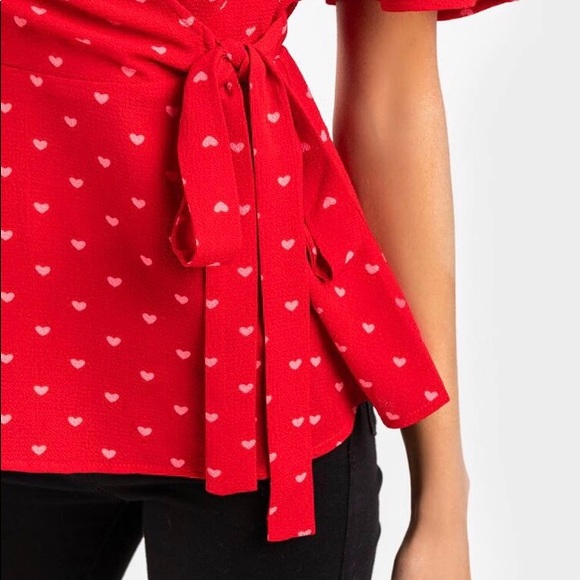 Francesca’s: AVERY HEART WRAP BLOUSE - Picture 2 of 5